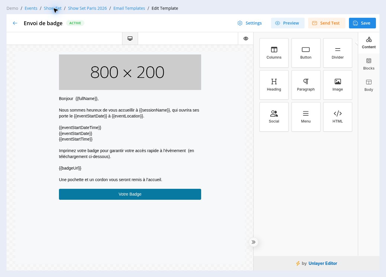 Email template editor