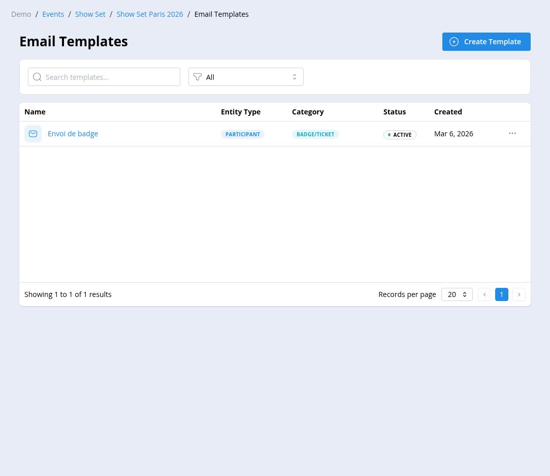 Email template list