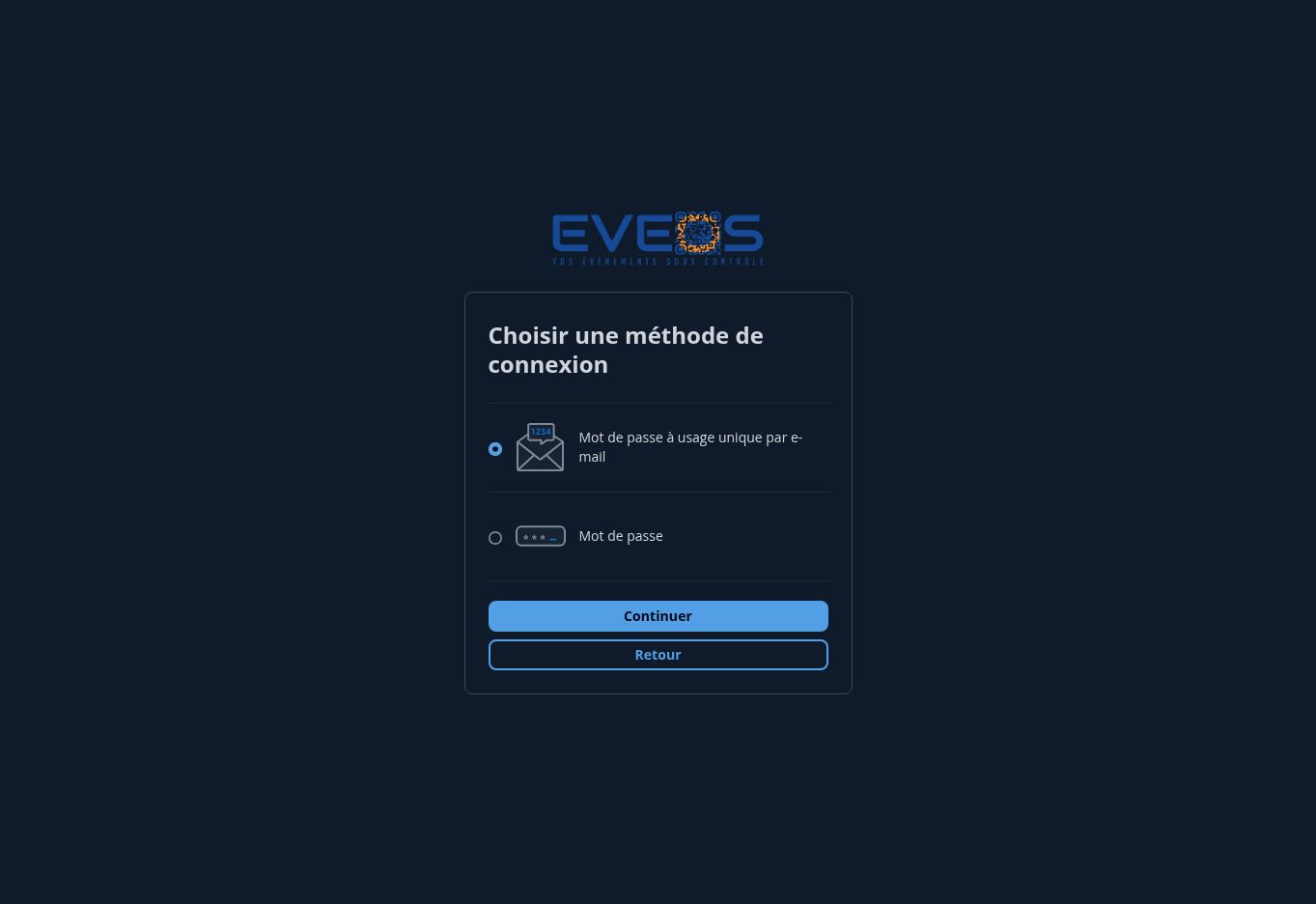 Choix de la méthode de connexion