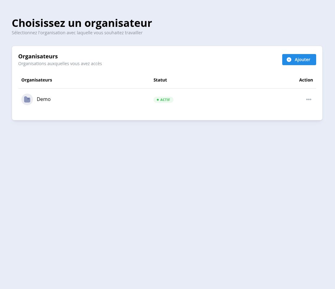 Choix de l’organisateur