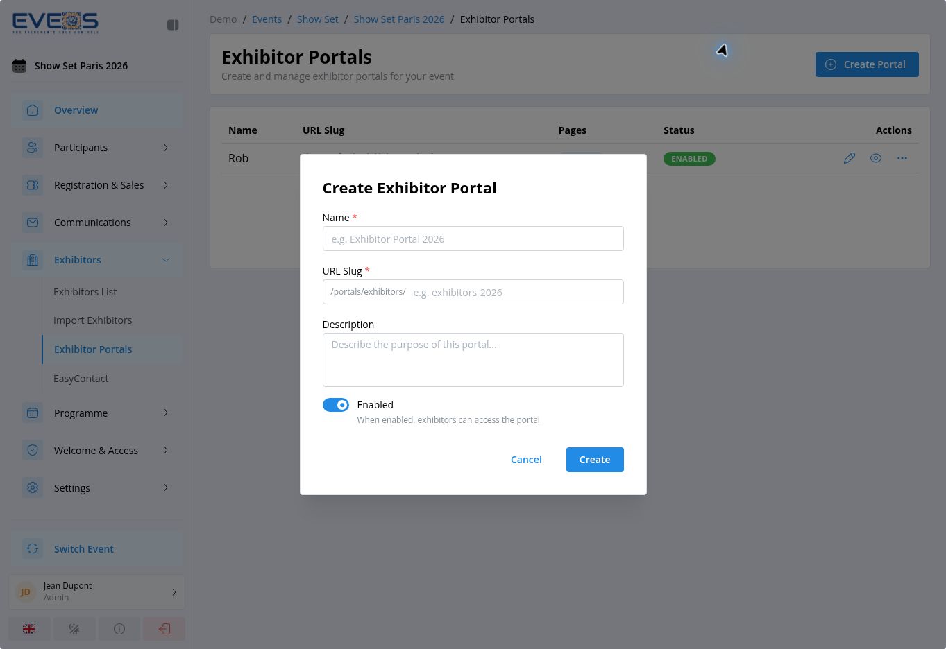 Creating an exhibitor portal