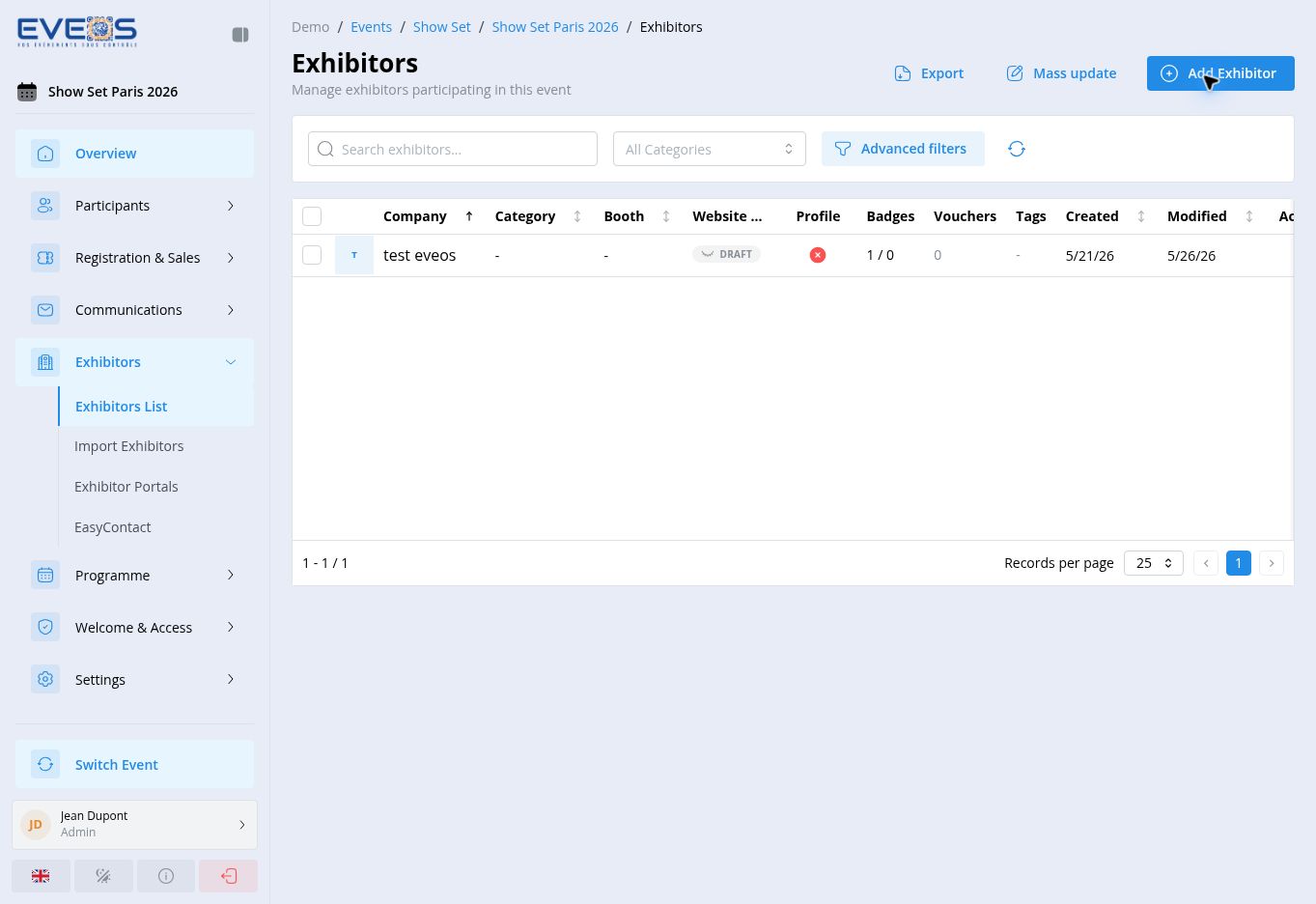 Exhibitor list