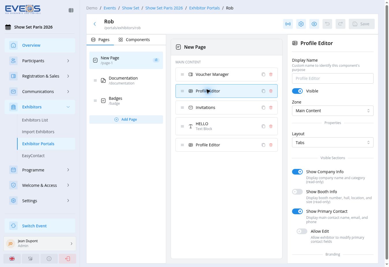 Profile Editor settings