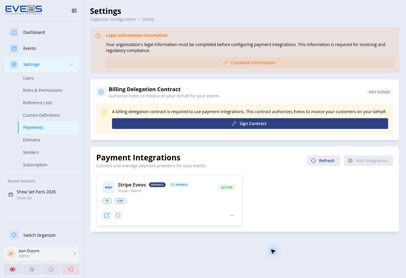 Payment settings